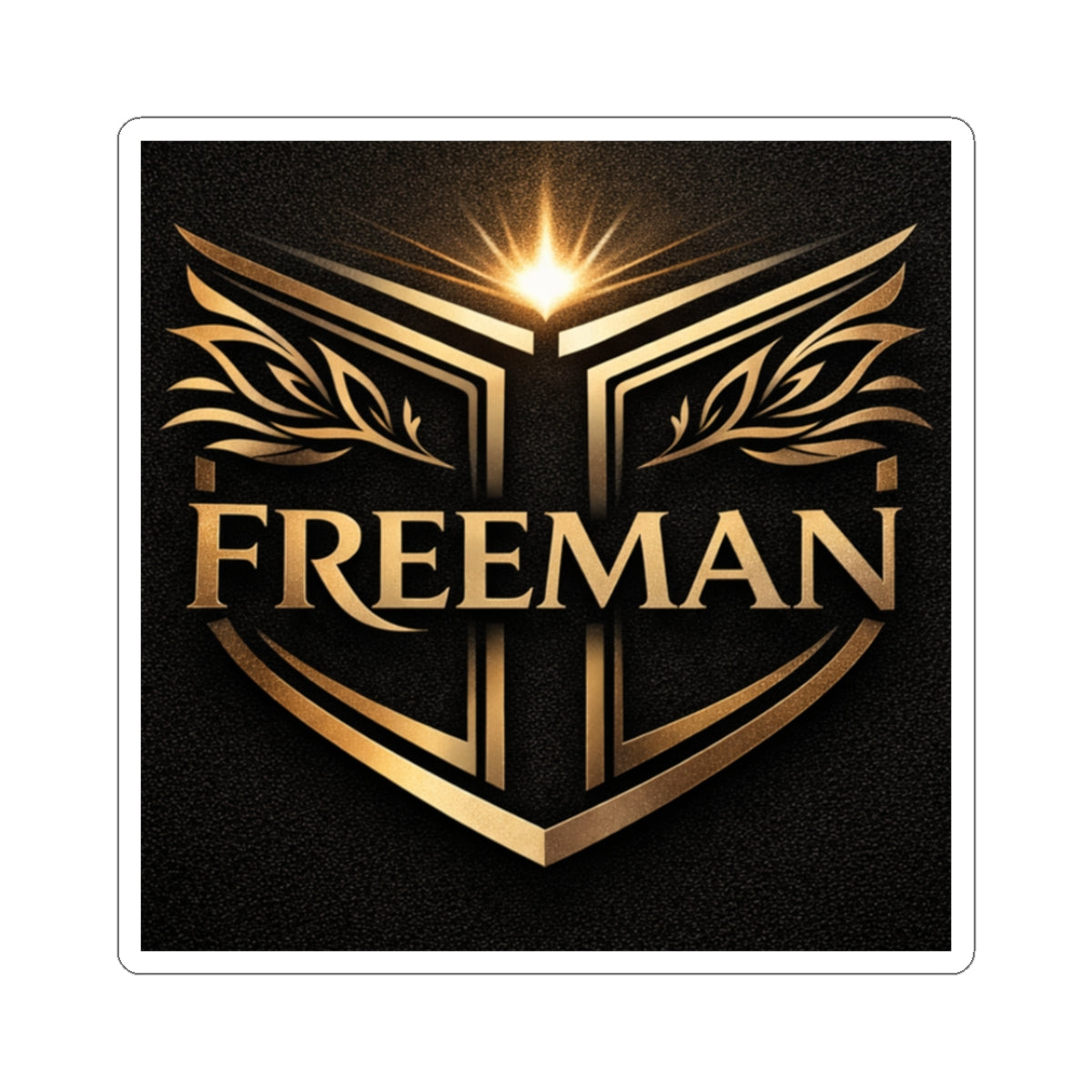 Freeman Gold Crest Sticker — Metallic Shield Kiss-Cut Laptop Decal