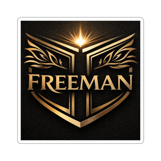 Freeman Gold Crest Sticker — Metallic Shield Kiss-Cut Laptop Decal